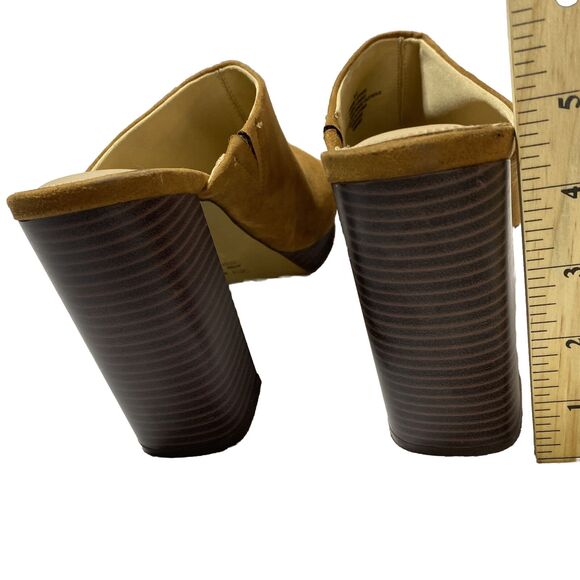 Express Women Platform Heel Sandal Size 9.5 Brown Slip On Sky High Slide 90s Y2K - Picture 8 of 10